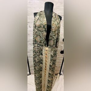 NWT Anthropologie RAGA  Elegant Green/Cream Paisley Maxi Dress Size Large Beach